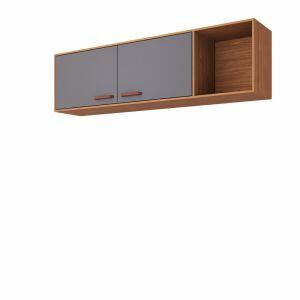 Armário Áereo 1,44m Slim Freijo/titanio 2 Portas MGM Gabinetes