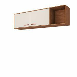Armário Aéreo 1,44m Slim Freijo/off White 2 Portas MGM Gabinetes