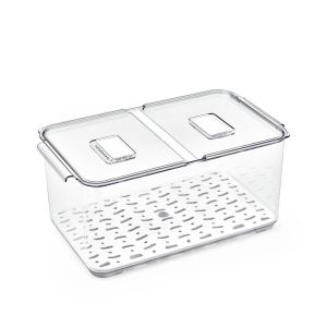 Cesto Organizador Lis Com Escorredor e Tampa Transparente 37,73x21,6cm 13,9l Casa & Ideia