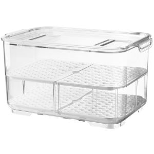 Cesto Organizador Lis Com Escorredor E Tampa Transparente 23,3x14,7cm 4,2l Casa&Ideia