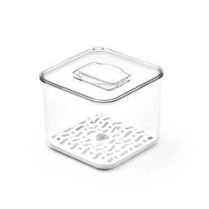 Cesto Organizador Lis Com Escorredor e Tampa Transparente 14,2x14,2cm 2,4l Casa&Ideia