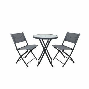 Conjunto Jurerê Mesa Redonda e Cadeiras 3 Peças Cinza Fascino Conjunto Jurerê Mesa Redonda e Cadeiras 3 Peças Cinza Fascino