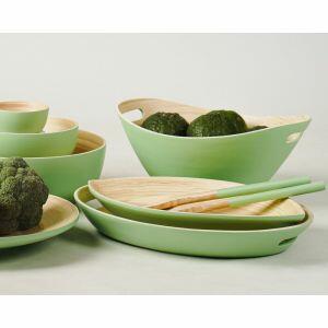 Conjunto Talheres de Bambu Metake Verde Fosco para Salada 8x35x1 Casa&ideia