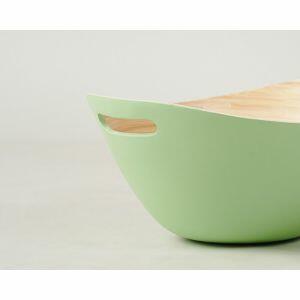Tigela de Bambu Para Salada Com Alça Verde Fosco Oval 27x35x15 Casa&ideia Tigela de Bambu Para Salada Com Alça Verde Fosco Oval 27x35x15 Casa&ideia