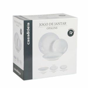 Jogo Jantar 12 Peças Branco Vidro Casa&ideia Jogo Jantar 12 Peças Branco Vidro Casa&ideia