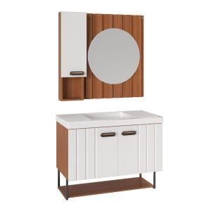 Kit Gabinete para Banheiro Suspenso MDF/MDP com Cuba Bali Cinamomo 80cm C-Linea Kit Gabinete para Banheiro Suspenso MDF/MDP com Cuba Bali Cinamomo 80cm C-Linea