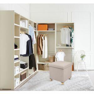 Puff Organizador com Pés 38x38cm Comfy Bege Diagonal