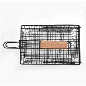 Grelha para Churrasco 52,5x19x8cm Preto Metal Fascino