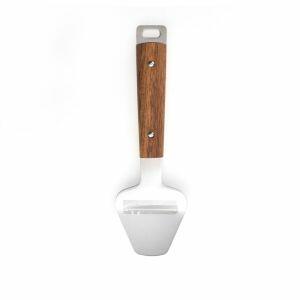 Fatiador Com Cabo de Madeira Acacia Fosco Inox Casa&ideia