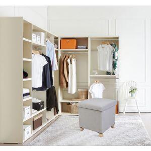 Puff Organizador C/Pes 38x38cm Comfy Cinza Diagonal