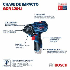 Chave de Impacto 12v Gdr 120-li Sb Azul Bosch