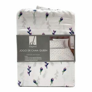 Jogo de Cama Queen Dreams Lavanda Retangular 158x198cm Diagonal