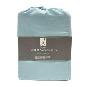 Jogo de Cama Solteiro 90x190cm Dreams Azul Claro Retangular Diagonal