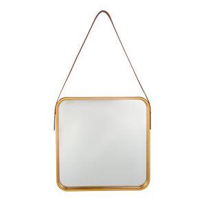 Espelho 40cm Com Alça Gold Quadrado Diagonal