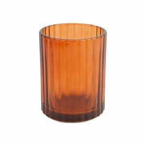 Porta Escova Dente Texturik Vidro 320ml Ambar Casa&ideia