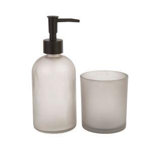 Kit para Banheiro 2 Peças Vidro Fosco Cinza Casa&ideia