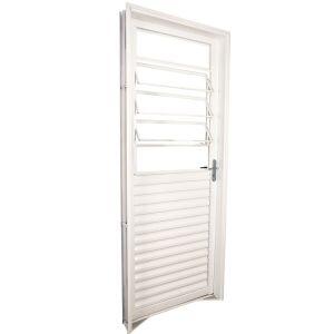 Porta de Abrir Alumínio Basculante 2,15M X 84CM R12 Esquerda Mista Standart Branca CRV