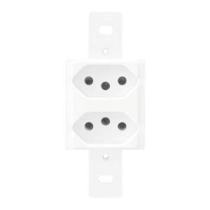 Tomada 2 Seções Sem Placa 10a Blanc Brilhante 250v Fame Tomada 2 Seções Sem Placa 10a Blanc Brilhante 250v Fame