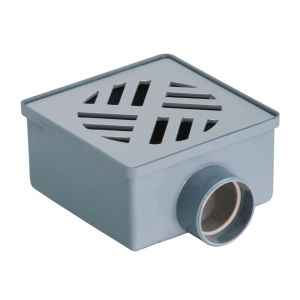 Ralo Sifonado 100x52x40mm PVC Esgoto Cinza Quadrado Amanco