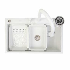 Kit Cuba para Cozinha de Embutir Inox Com Misturador e Acessório Branco 75x46cm Addra
