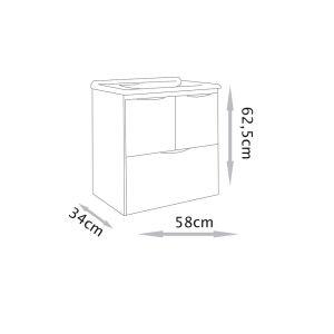 Gabinete para Banheiro MDF/MDP com Lavatório Luiza Chumbo 60cm C-Lina