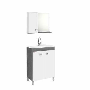 Kit Gabinete para Banheiro MDF/MDP e Lavatório Economico Etna/Branco 60cm C-Linea Kit Gabinete para Banheiro MDF/MDP e Lavatório Economico Etna/Branco 60cm C-Linea