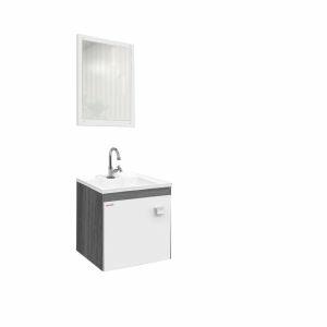 Kit Gabinete para Banheiro MDF/MDP Uno Etna/Branco 40cm C-Linea Kit Gabinete para Banheiro MDF/MDP Uno Etna/Branco 40cm C-Linea