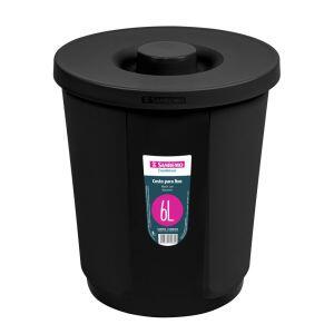 Lixeira Com Tampa 6l Black Sanremo