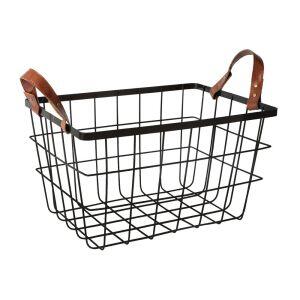 Cesto Org 35cm x 25,4cm Aramado Retang Preto Casa&Ideia