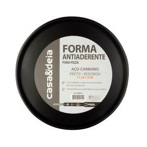 Forma Redonda Antiaderente Pizza Preto 31,5x1,5cm Casa&ideia