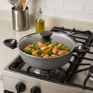 Frigideira com Tampa Mythos Cinza 26cm Casa&Ideia Tognana