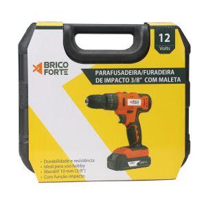 Furadeira Parafusadeira com Martelete 12v 3/8" Laranja Bivolt com Maleta Brico Forte