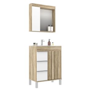 Kit Gabinete para Banheiro MDF/MDP Dallas Branco/Cartagena 60cm Móveis Sander Kit Gabinete para Banheiro MDF/MDP Dallas Branco/Cartagena 60cm Móveis Sander