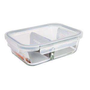 Pote Vidro Hermético 360ml 2 Divisórias Transparente Com Tampa Casa&ideia
