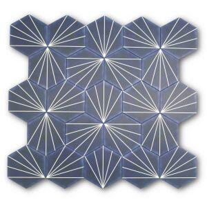 Porcelanato Hx/505 Hexagonal Listras Azul Bold Acetinado 17x19 Gabriella