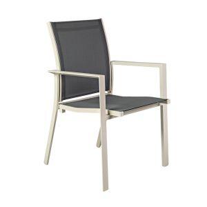 Cadeira Siena Textilene Cinza Alumínio Off White Com Braço Fascino