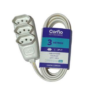 Extensao 3m 10a 2p+t Branco 3 Tom Branco Bivolt Corfio