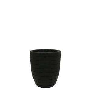 Vaso Plástico Relevo Preto 24x28cm Vasart