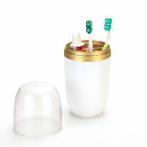 Porta Escova Dente Branco Dourado 500ml Arthi