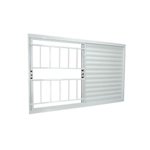 Janela Veneziana Alumínio de Correr com Grade 120x100 3 Folhas 1 Fixa 997813 Branco Crv