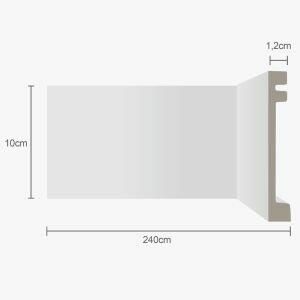 Moldura Rodapé 2,4m x 10cm Ecopremium Liso Branco Ecomex