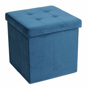 Puff Veludo Azul 38x38 Diagonal