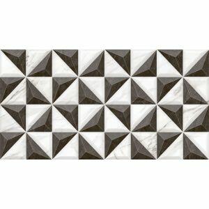Piso Cerâmico Pr40601 Preto/branco Retificado Brilhante 40x75cm Ilhabella