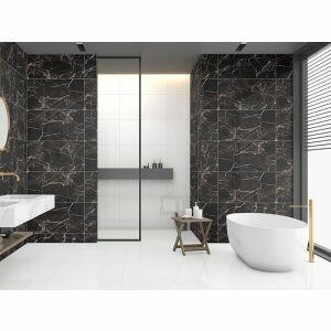 Piso 40cm x 75cm Pr40201 Brilhante Preto Branco Ret Extra Ilhabela