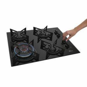 Cooktop Gas 4 Bocas Tripla Chama Fit Line Trempe Iron Bivolt Fischer