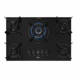 Cooktop a Gás 5 Bocas FIT Line Vidro Preto Bivolt Fischer