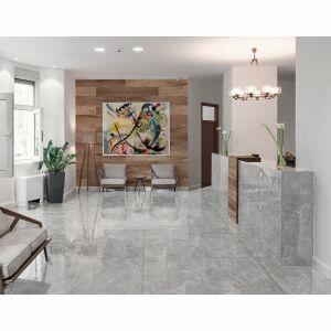 Piso Cerâmico Marmo Gris Cinza Retificado Polido 61x116cm Ilhabella