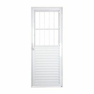 Porta de Abrir Alumínio 2,15M X 84CM R12 Postigo Standart Esquerda Branca CRV