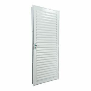 Porta de Abrir Alumínio 2,15M X 75CM R12 Laminada Veneziana Direita Branca CRV