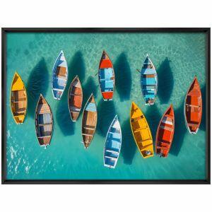 Quadro 60CM X 80CM Barcos Verde Água Tropical Artes